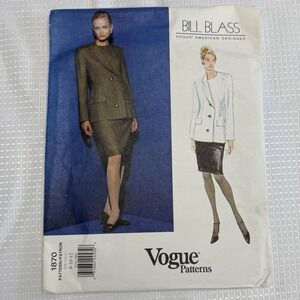 Vogue Bill Blass Vintage 1996 Pattern 1870 Skirt Jacket Womens 8 10 12